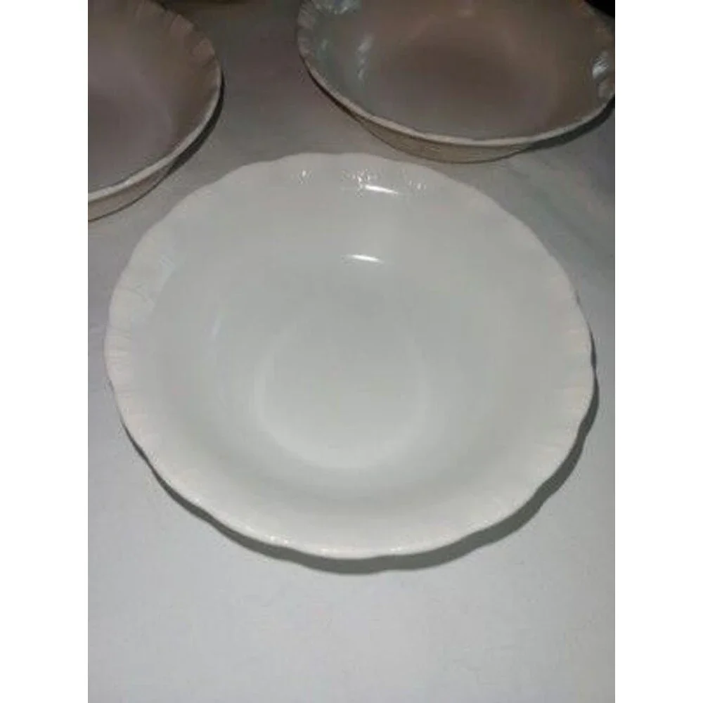 Milk Glass Embossed Scalloped Rim Small Bowls Set Of 4 White Spanish Lace Detail